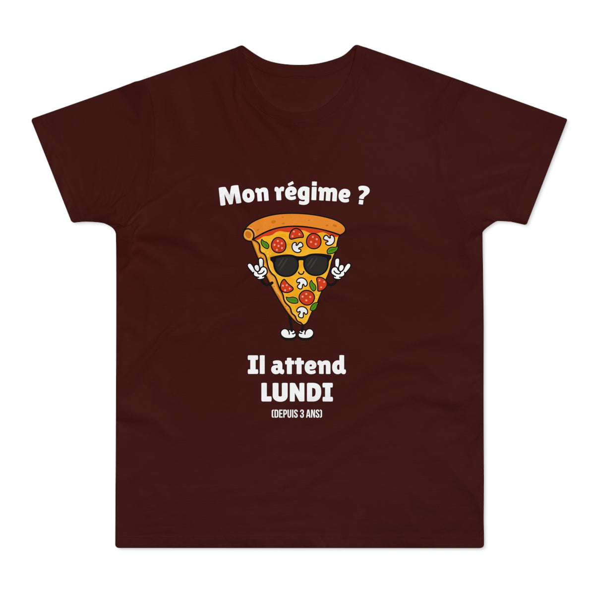 T-shirt Homme Humoristique « Mon Régime ? Il Attend Lundi » – Motif Pizza Drôle