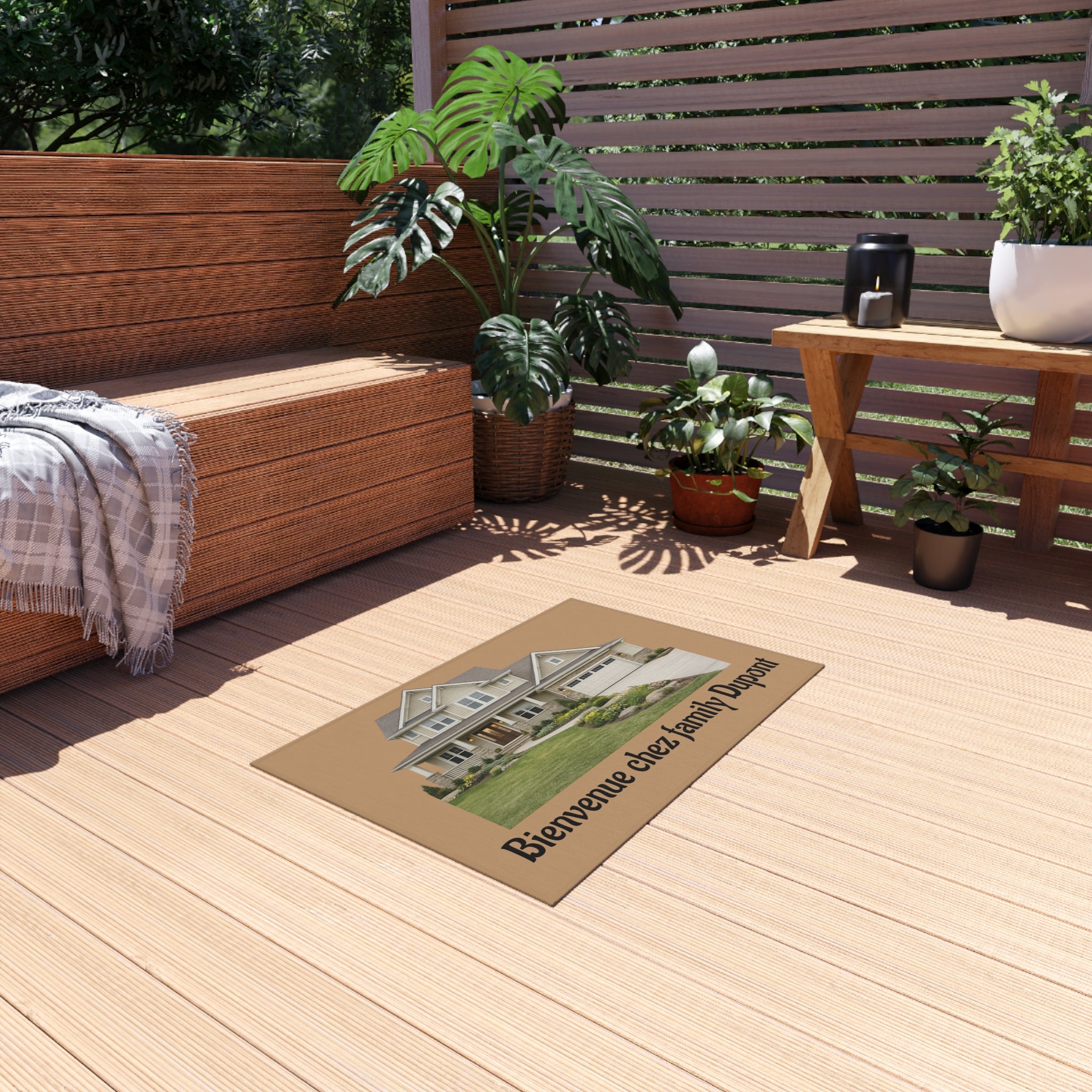Outdoor Rug — 'La Belle Vie' Welcome Doormat (Bienvenue chez nous)