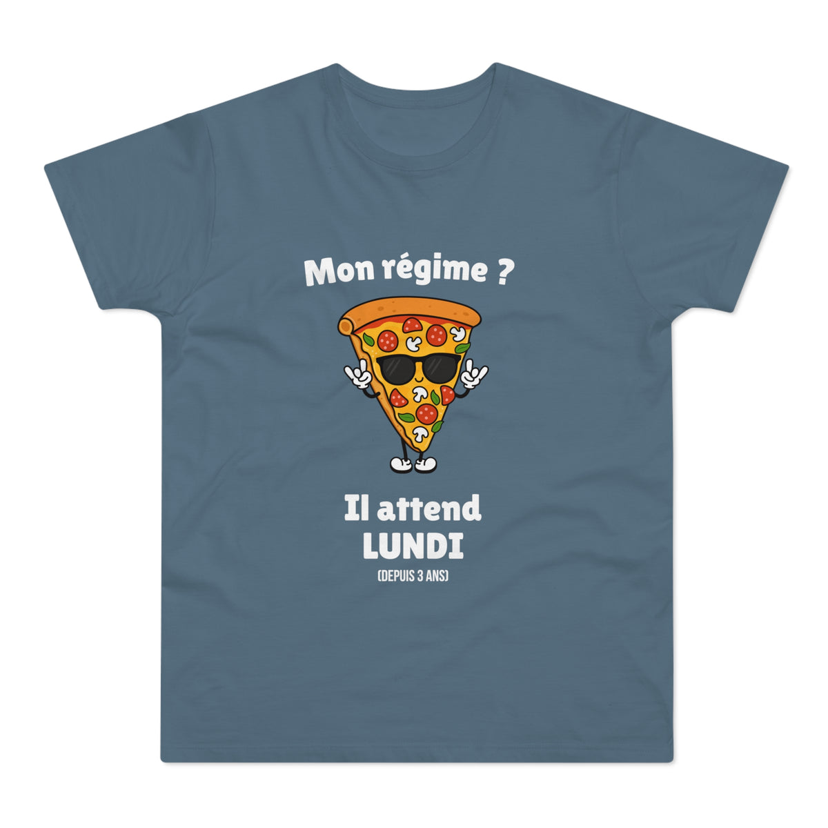 T-shirt Homme Humoristique « Mon Régime ? Il Attend Lundi » – Motif Pizza Drôle
