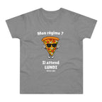 T-shirt Homme Humoristique « Mon Régime ? Il Attend Lundi » – Motif Pizza Drôle