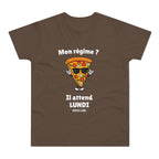 T-shirt Homme Humoristique « Mon Régime ? Il Attend Lundi » – Motif Pizza Drôle