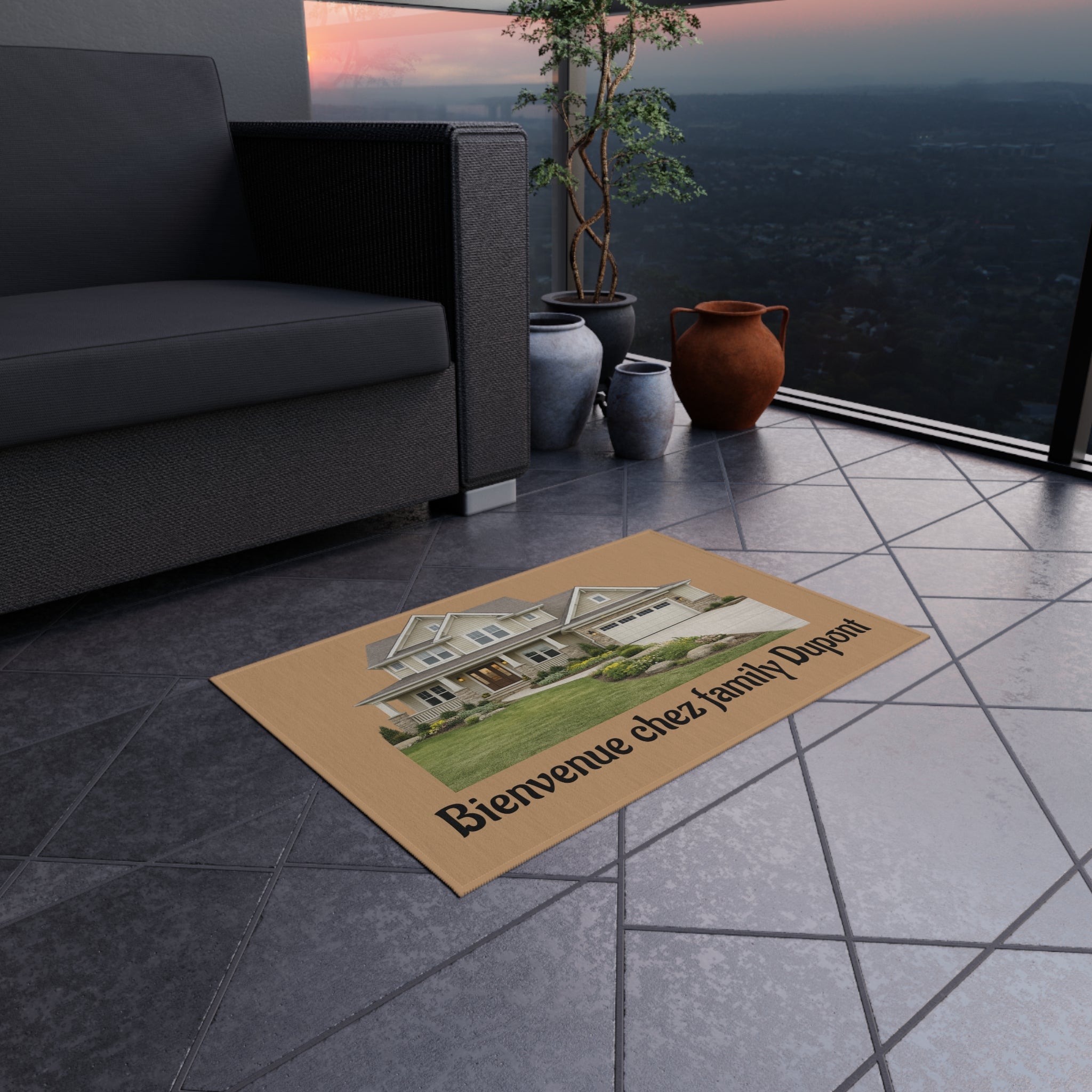 Outdoor Rug — 'La Belle Vie' Welcome Doormat (Bienvenue chez nous)