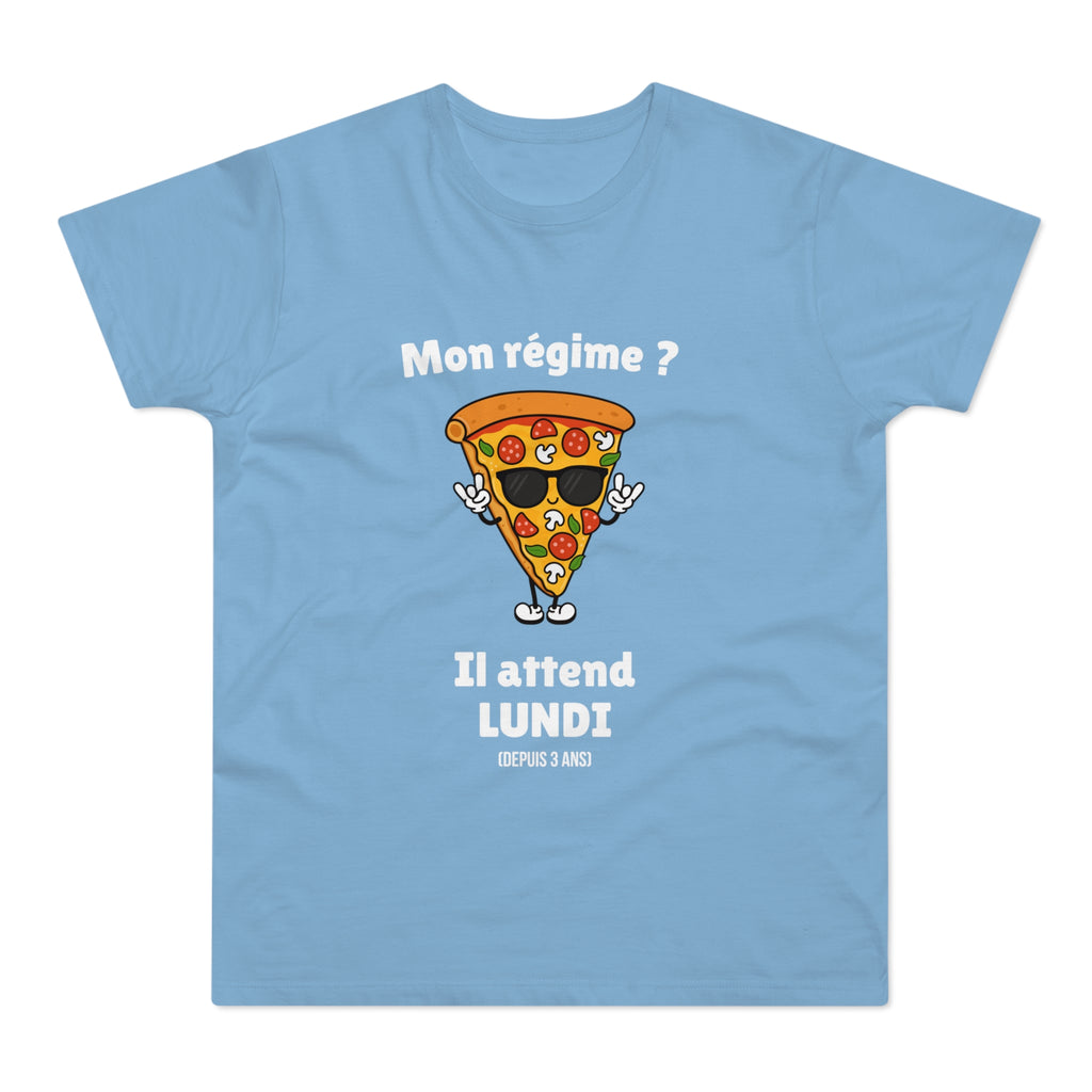 T-shirt Homme Humoristique « Mon Régime ? Il Attend Lundi » – Motif Pizza Drôle