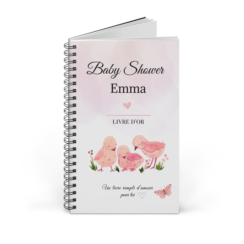 Livre d’or Baby Shower à spirale personnalisé « Emma »