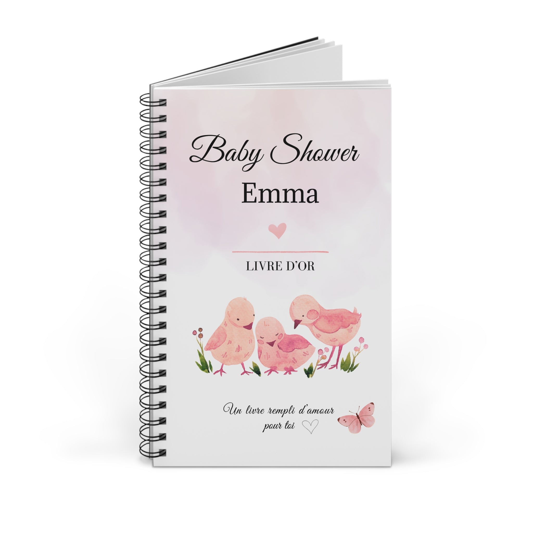 Livre d’or Baby Shower à spirale personnalisé « Emma »