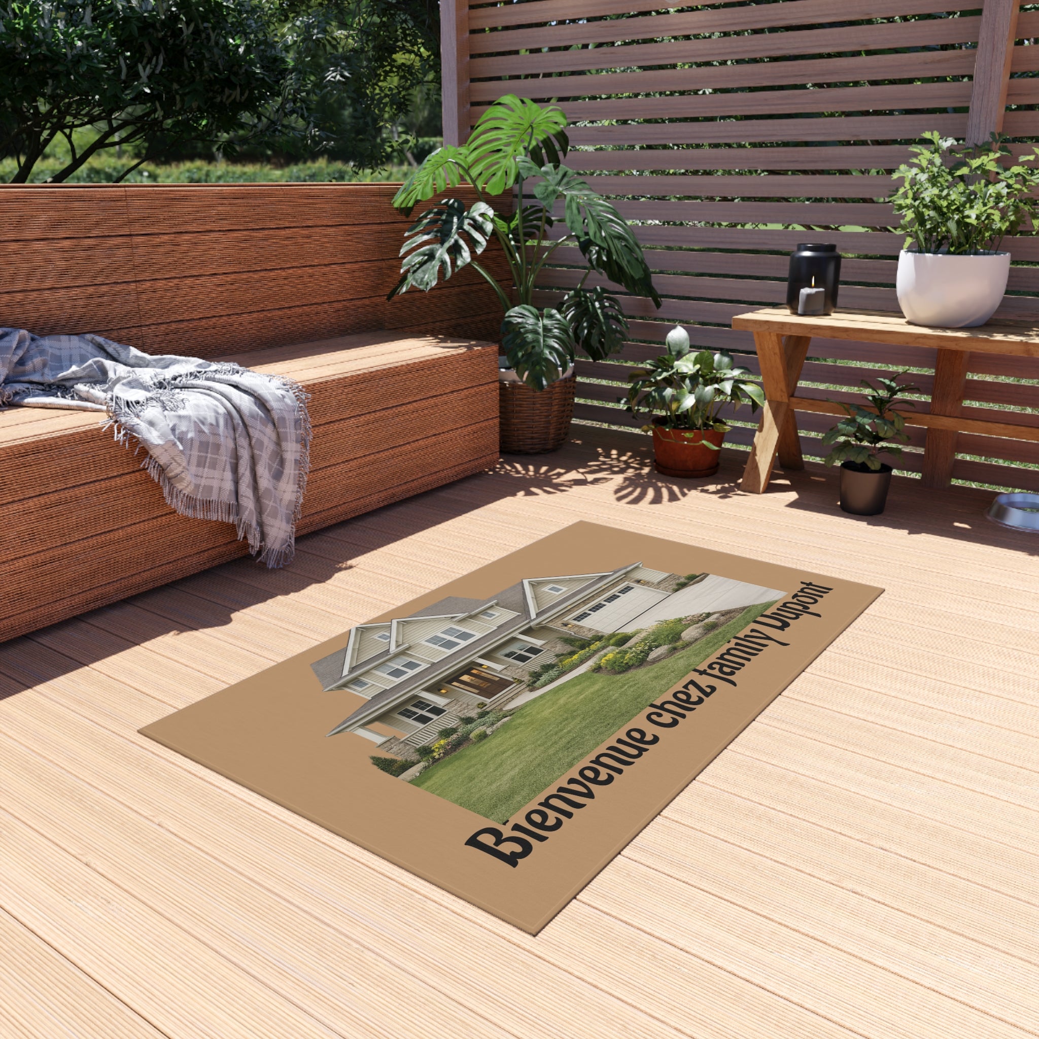Outdoor Rug — 'La Belle Vie' Welcome Doormat (Bienvenue chez nous)
