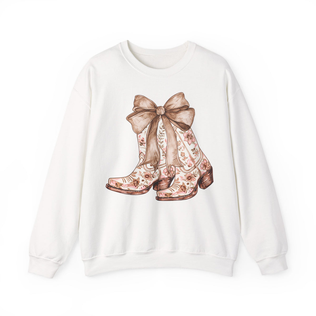 Sweat Western Bohème – Bottes Fleuries & Nœud Vintage