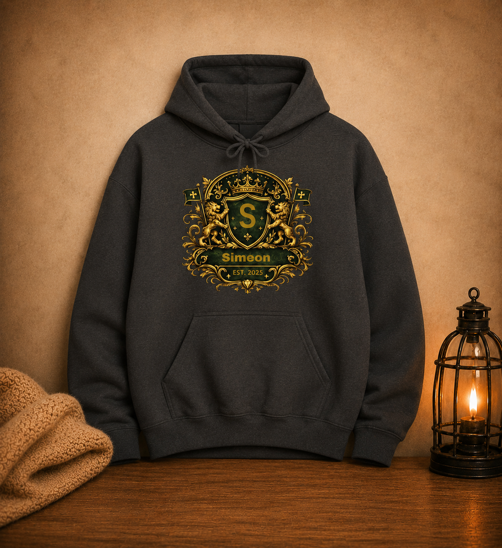 Sweat à Capuche Homme Personnalisé – Blason Old Money Premium
