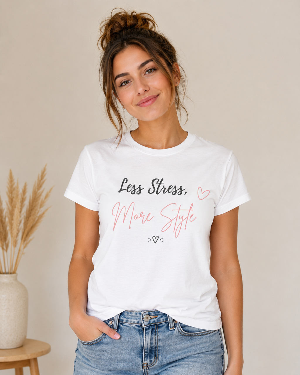 T-shirt femme - Less stress, more style