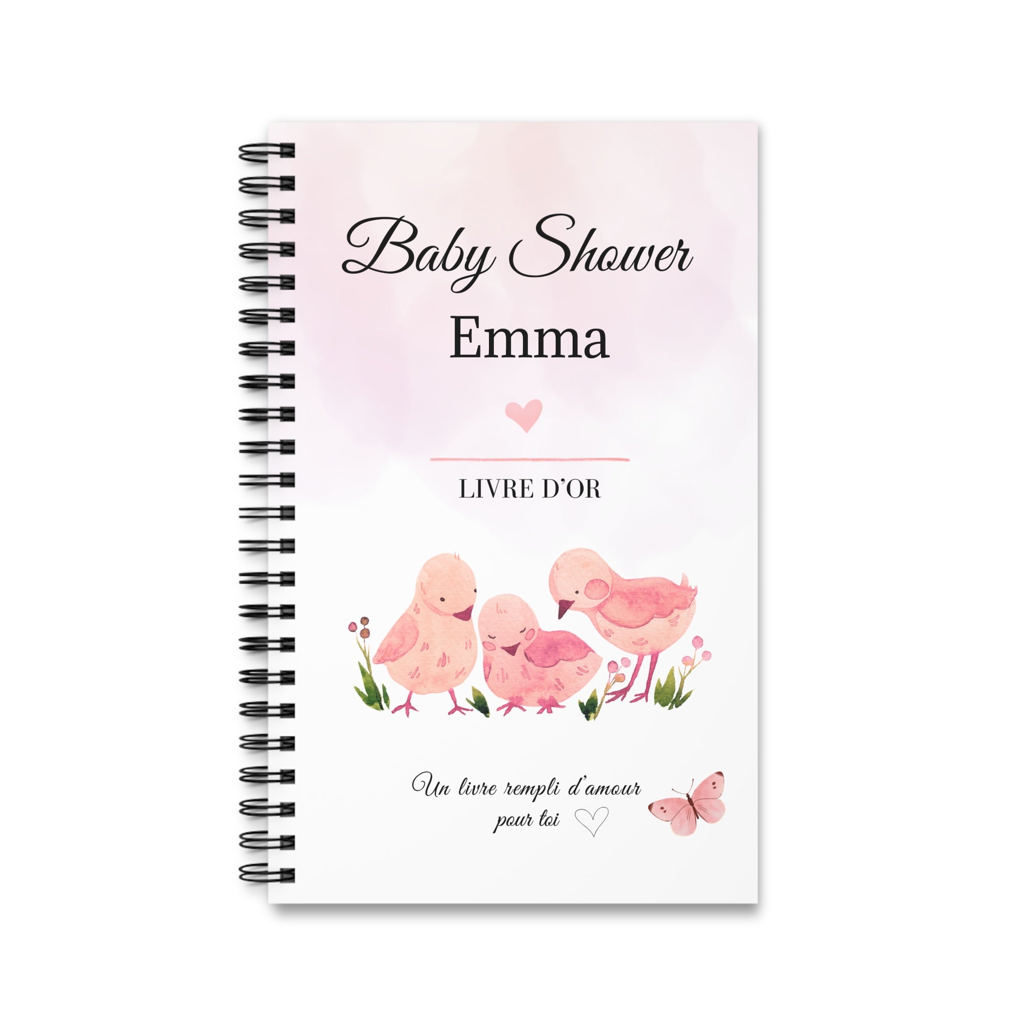 Livre d’or Baby Shower à spirale personnalisé « Emma »