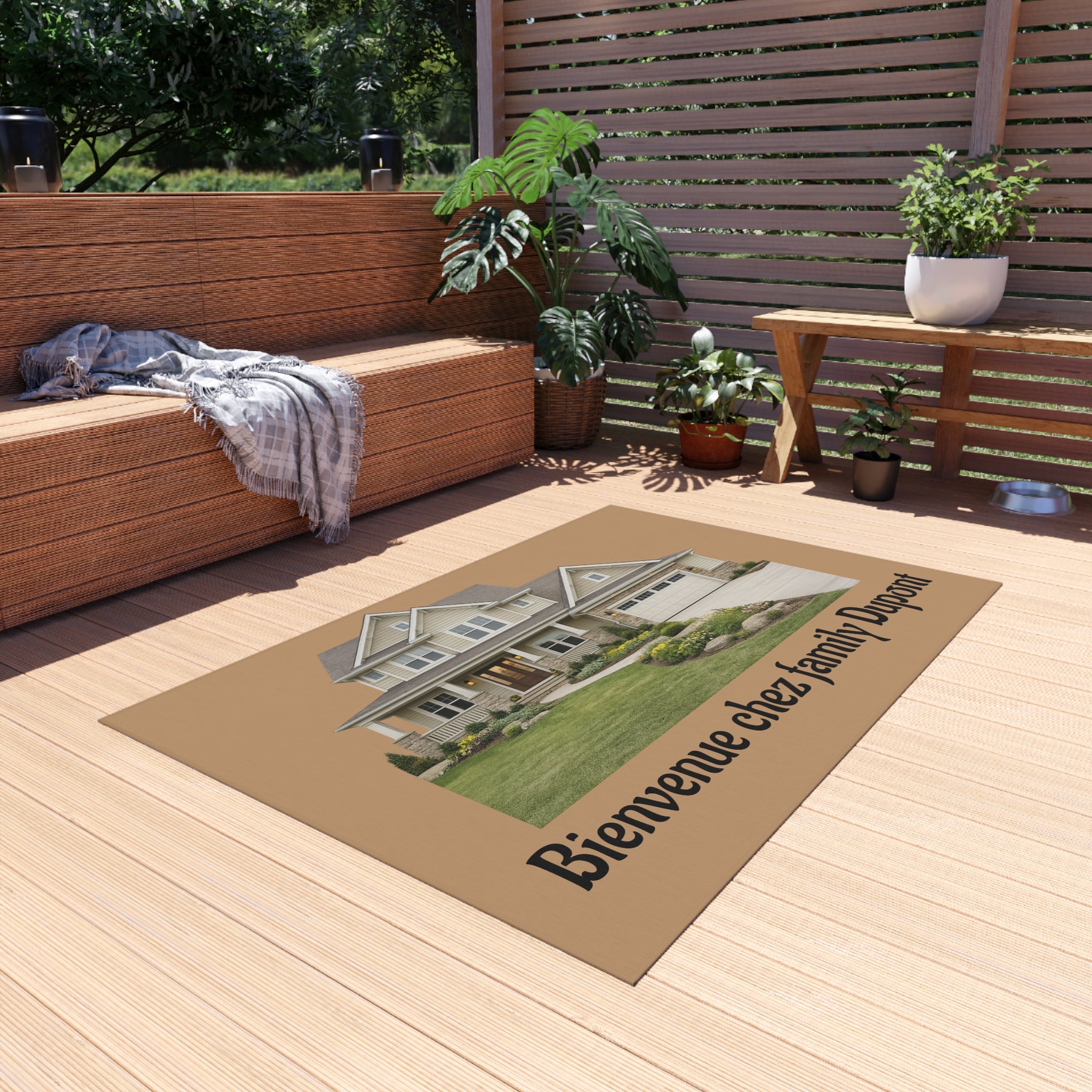 Outdoor Rug — 'La Belle Vie' Welcome Doormat (Bienvenue chez nous)