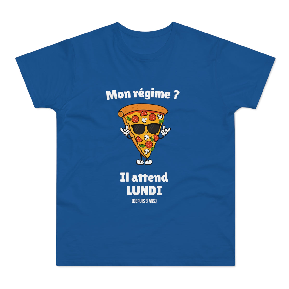 T-shirt Homme Humoristique « Mon Régime ? Il Attend Lundi » – Motif Pizza Drôle