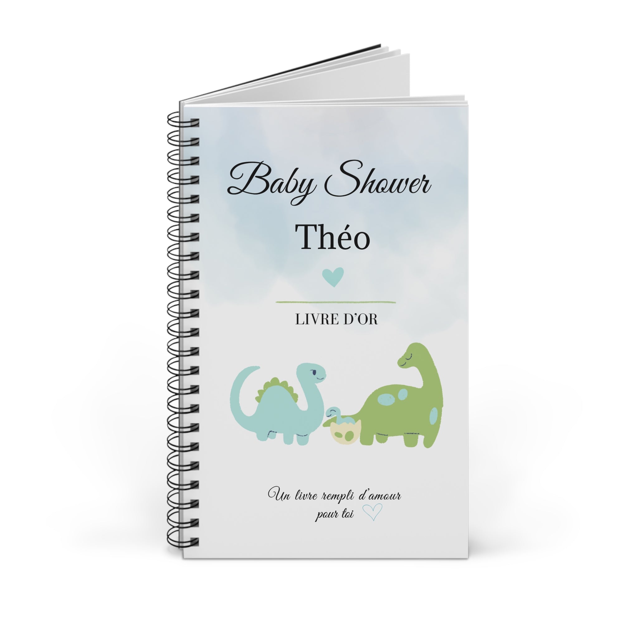 Livre d’or Baby Shower à spirale personnalisé garçon