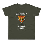 T-shirt Homme Humoristique « Mon Régime ? Il Attend Lundi » – Motif Pizza Drôle