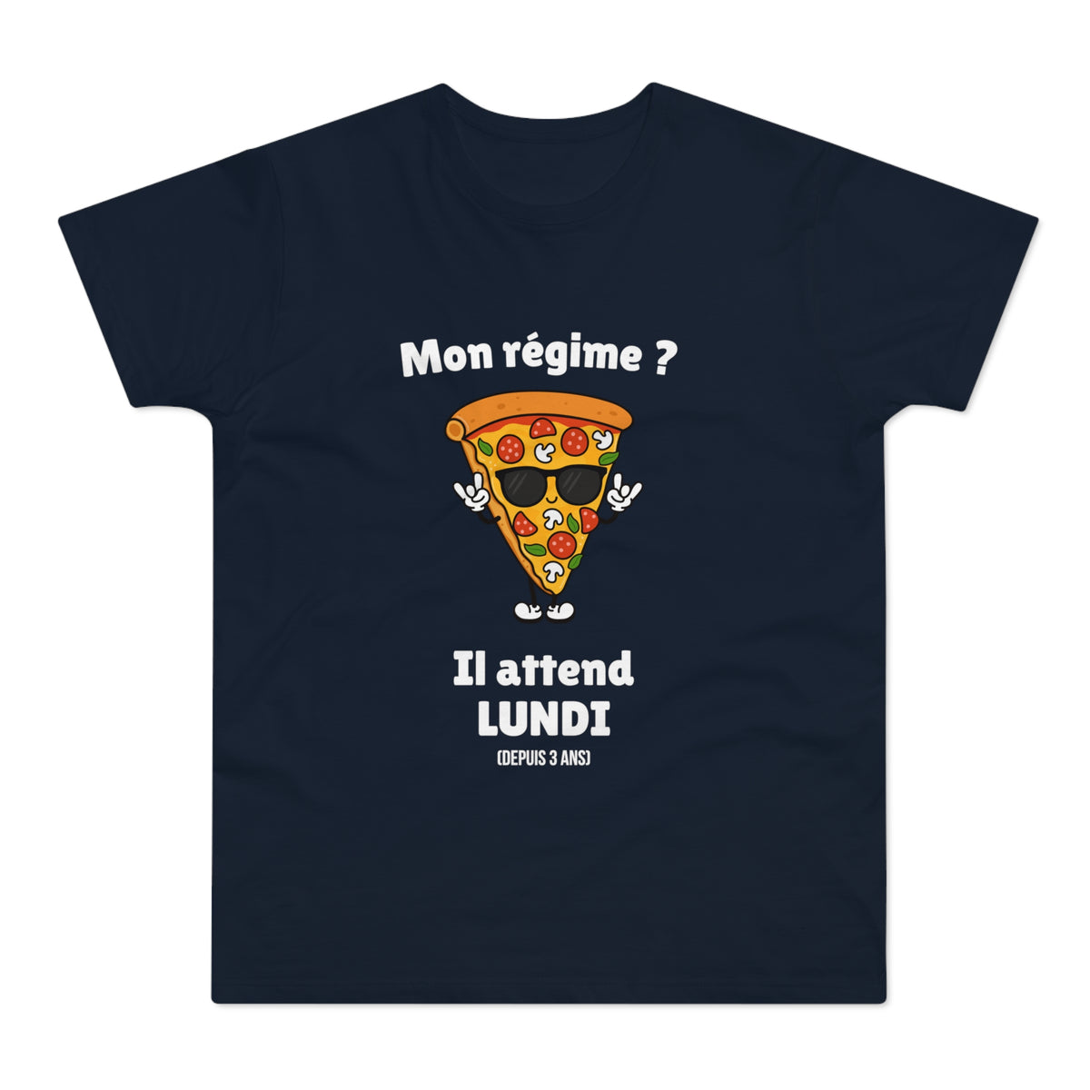 T-shirt Homme Humoristique « Mon Régime ? Il Attend Lundi » – Motif Pizza Drôle