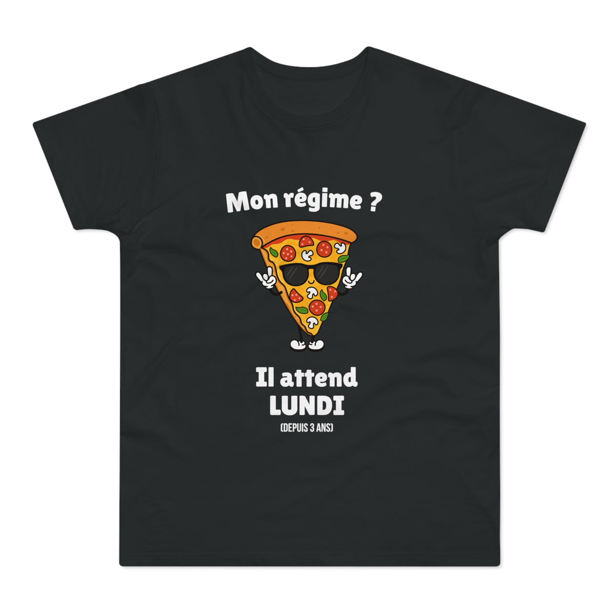 T-shirt Homme Humoristique « Mon Régime ? Il Attend Lundi » – Motif Pizza Drôle