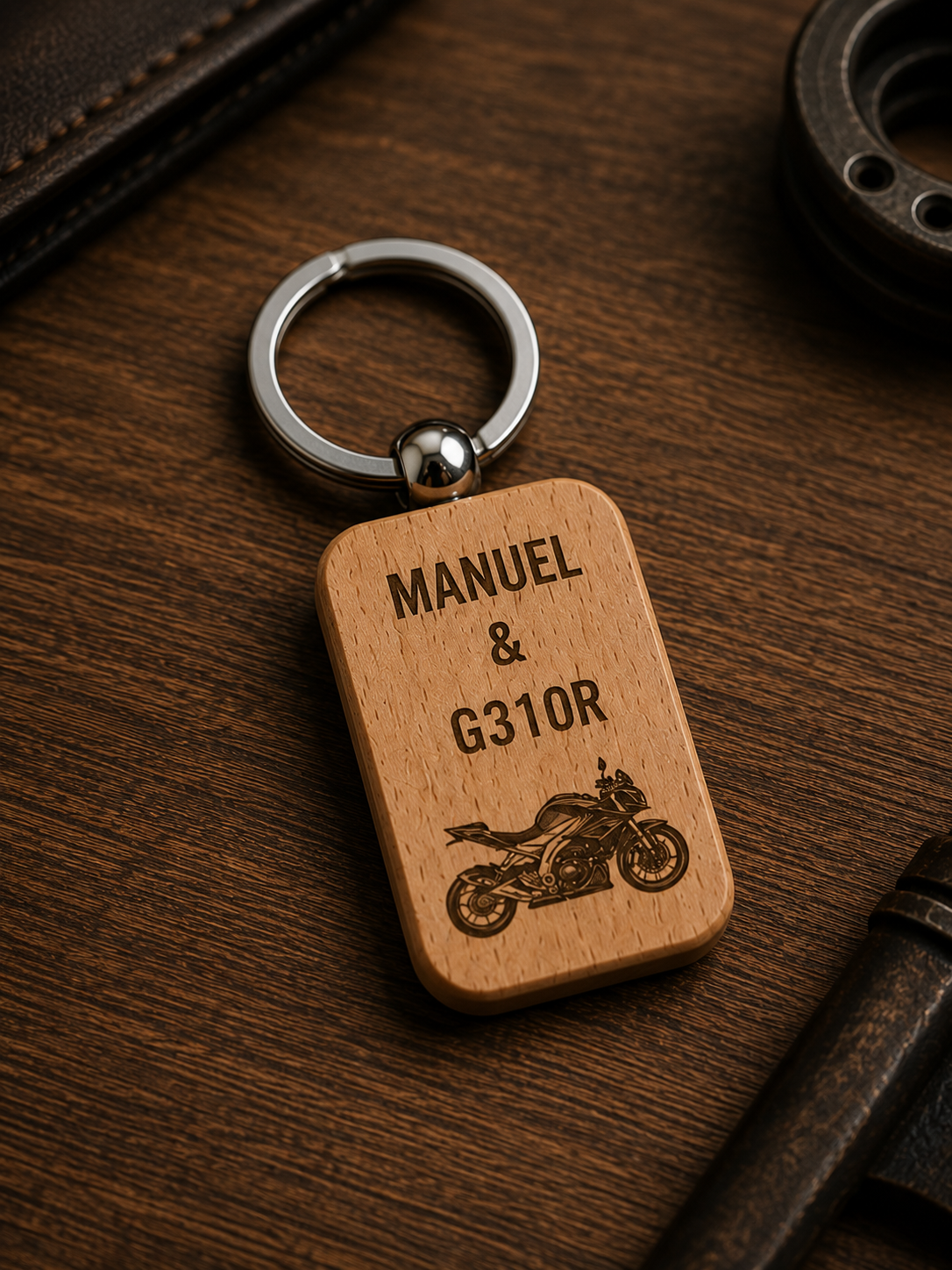 Porte-clés en Bois Gravé Personnalisé